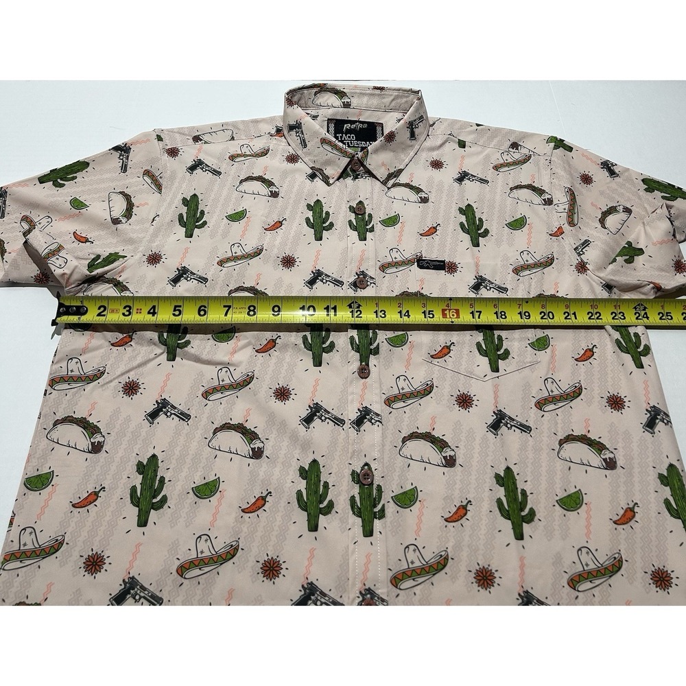 Retro Rifle Taco Tuesday Shirt Mens XL AOP Cactus Hawaiian Casual Button Up - Picture 4 of 8
